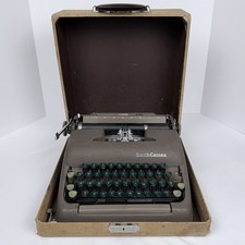 Smith Corona Clipper Portable Manual Typewriter Brown Green Keys w Case Working thumbnail