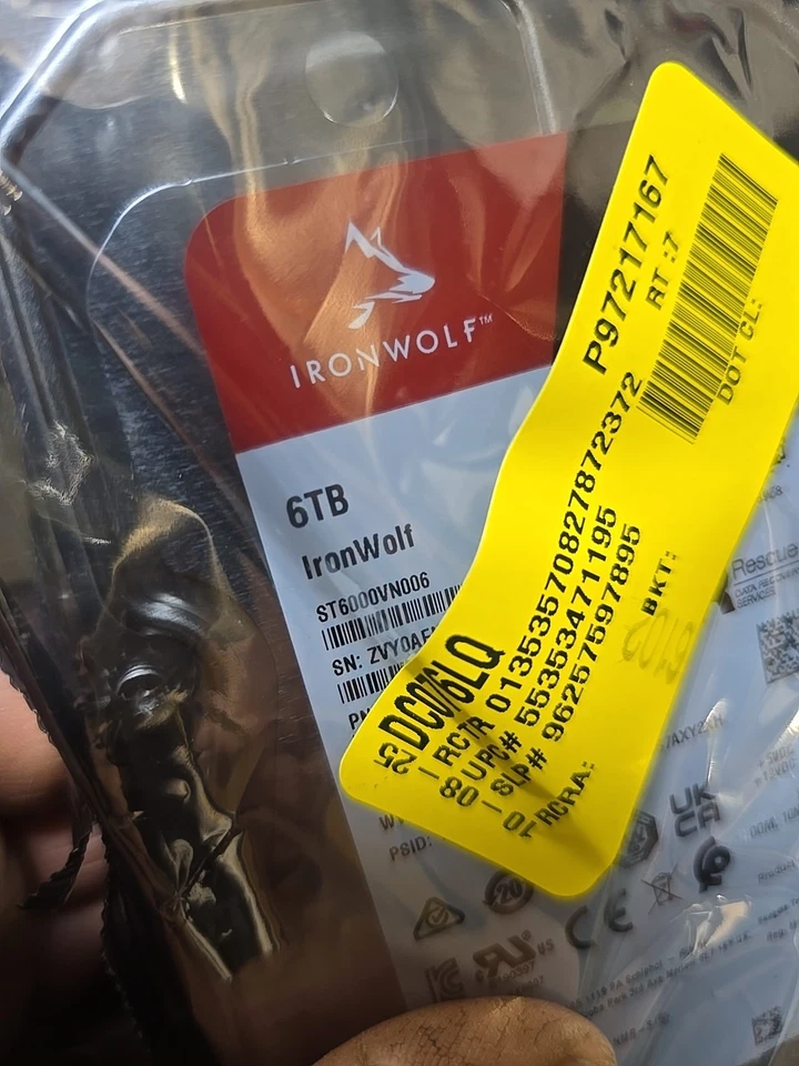 Seagate Ironwolf 6TB 7200 RPM 3 1/2" Hard Drive ST6000VN006 / PN#2ZM186-500 - Image 2 of 3