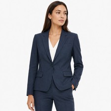 Theory Gabe B Tailor Heathered Blue Wool Blend Quiet Luxury Career Blazer Size 8