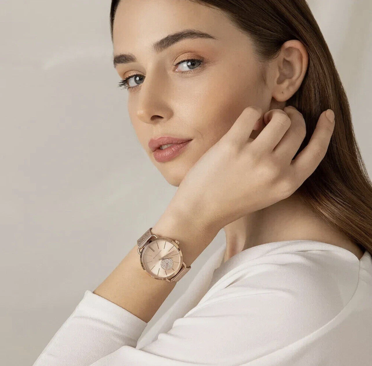 Orologio Michael Kors Donna Portia Tono Oro Rosa Bracciale Maglia Acciaio Inox