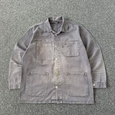 Vintage French Chore Jacket Workwear Canvas Shirt Cotton Twill Grey Mens M