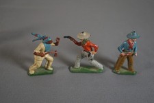Lot of 3 Vtg Lead Figures - 1 Native Americans  2 Cowboy