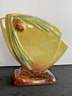 Roseville Pottery MCM WINCRAFT 272-6 CHARTREUSE Pine Cone FAN Vase ca 1948 Mint!