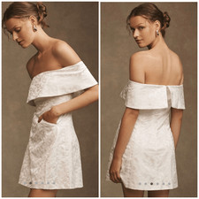 Anthro BHLDN Ingrid Stretch Jacquard Off the Shoulder Dress Size M