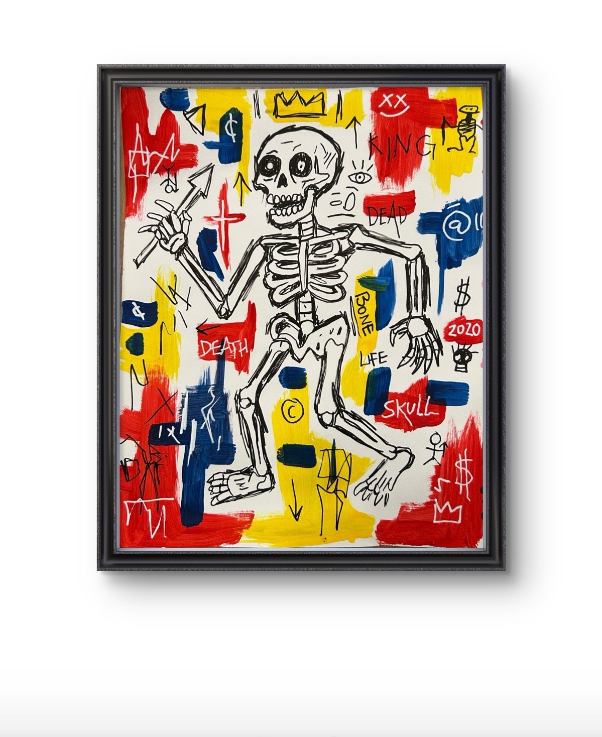 Original Expressionism Skeleton Painting 14x11 paper Modern Wall Art Home Decor