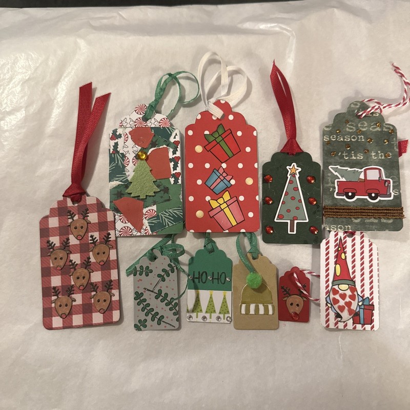 Set Of 10 Individually Handmade Christmas Tags
