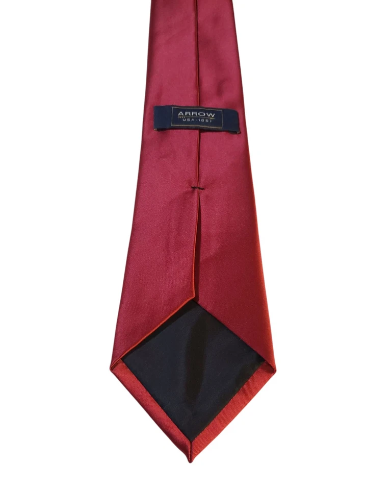 Gravata masculina Arrow designer luxo cetim vermelho sólido formal poder preppy - Imagem 4 de 4