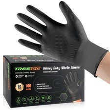 10 Mil Black Nitrile Gloves Heavy Duty   Raised Diamond Texture Grip, Latex F...