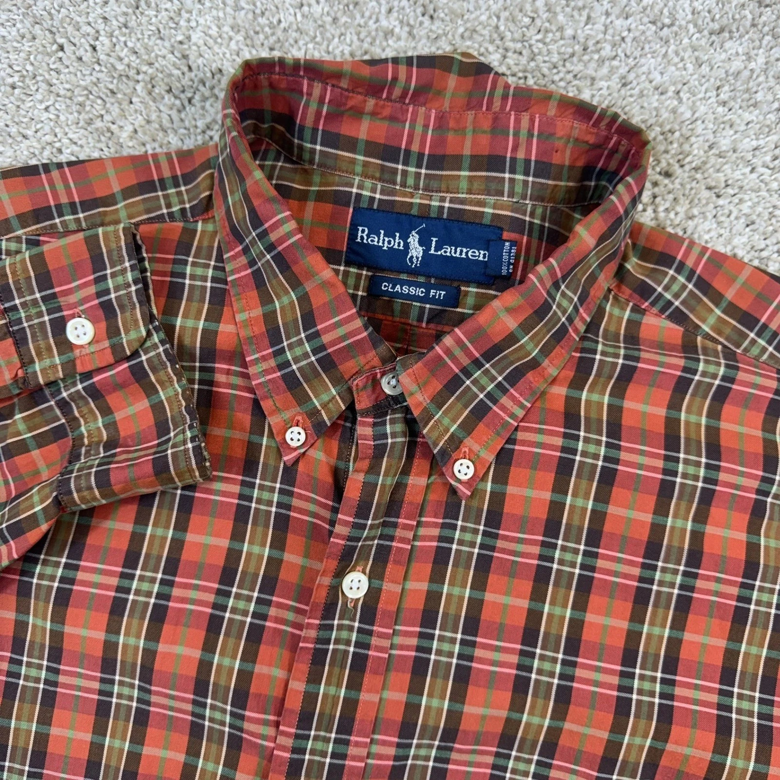 Ralph Lauren Button Down Shirt Mens XXL Orange Plaid Classic Fit Long Sleeve
Opens in a new window o
