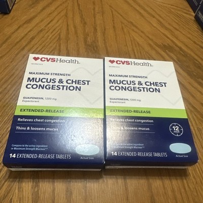 CVS Health Maximum Strength Mucus & Chest Congestion 1200mg 14 Tablets 2 Packs