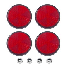 4Pcs Red Plastic Reflective Warning Round Reflector for Motorcycle Bike