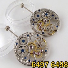 Steel Mechanical 17 Jewels 6497 6498 Hand Winding Watch Movement Full Skeleton