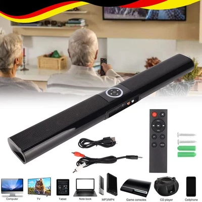 Bluetooth Soundbar mit Fernbedienung Subwoofer TV Heimkino System Lautsprecher - Bild 1 von 4