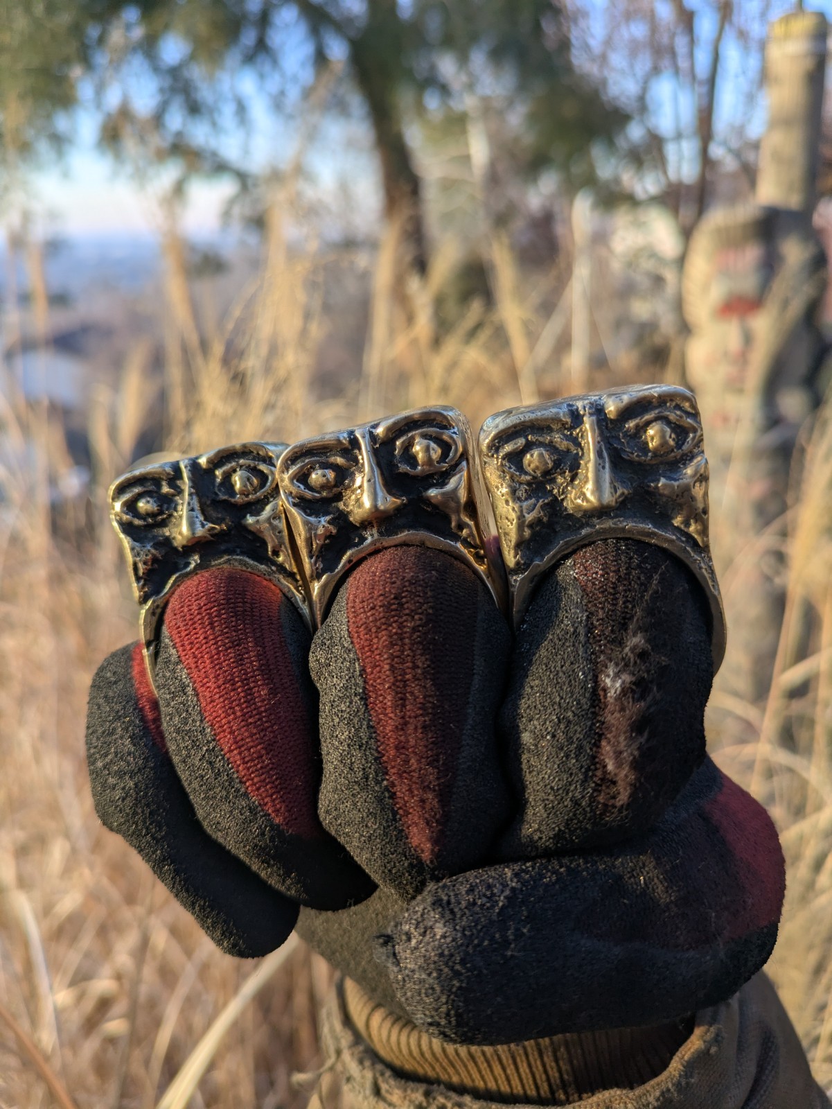 Brass Statement Ring Gold Rectangular Face Design… - image 5