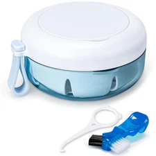 Leak Proof Denture Cup Kit Portable Retainer Case Perfect for Travel, Denture Ca