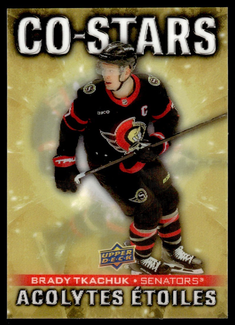 Brady Tkachuk / Tim Stutzle #CO-3 Hockey Cards 2025 Upper Deck Tim Hortons Co-Stars trading card — raw and PSA graded price guide