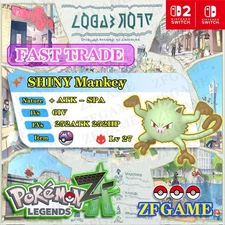 ✨6IV SHINY Mankey + EVS 🚀 POKEMON LEGENDS ZA✨Online delivery⚡ALPHA
