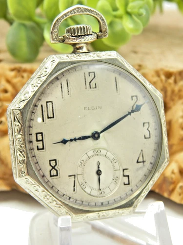 Vintage Antique Elgin Art Deco Gents pocket watch 12S 7 jewel Supreme Gold Fill