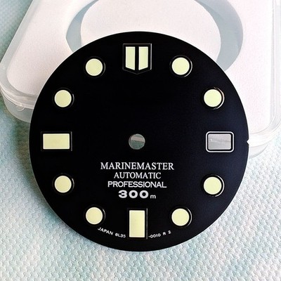 28.5mm Dial, Black Japanese C3 Green Luminous Modified Dive Watch Parts