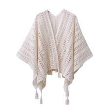Women Ethnic Style Gradient Hollow Shawl Thin Spring Summer Large Cape Cloak Dec