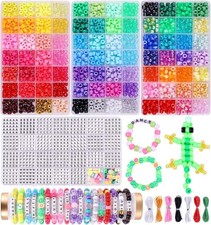 Friendship Bracelet Bead Kit with Colorful Pony Beads and Letters
