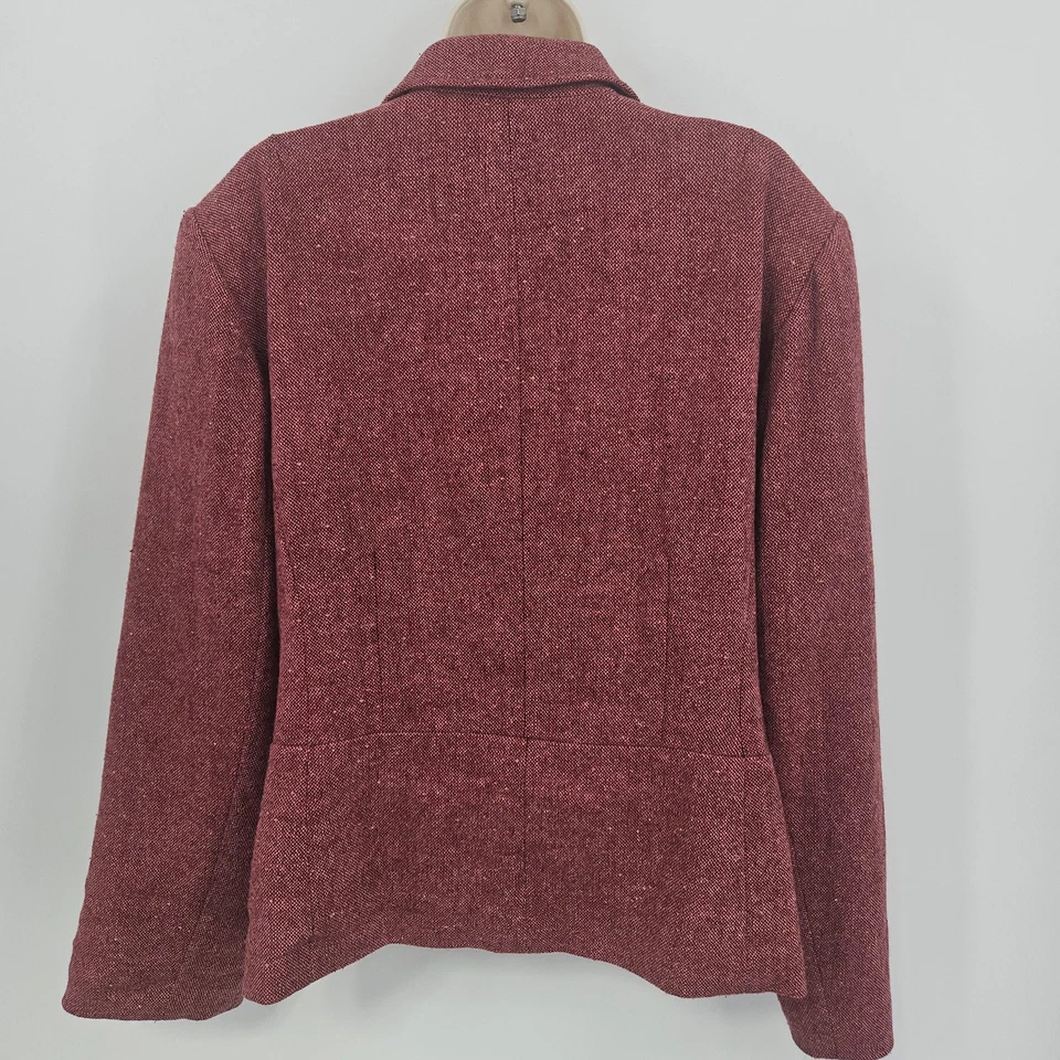 Blazer Lane Bryant Mujer 24 Borgoña Mezcla Lana Tweed 3 Botones Forrados Bolsillos Foto 4 de 4