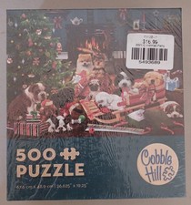 Cobble Hill "Christmas Puppies" 500 Piece Jigsaw Puzzle, Complete,NEW D2