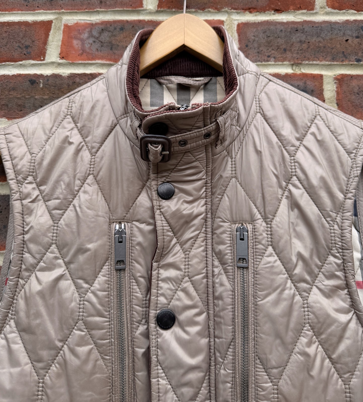 Burberry Mens GRESLING Gilet Jacket MEDIUM Beige Prorsum Brit Quilted Bodywarmer image 10