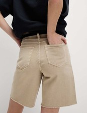 Marks & Spencer Womens Beige Cotton Bermuda Women Shorts - M&S