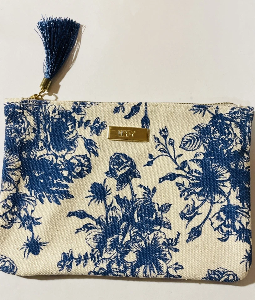 2 bolsas de maquillaje Ipsy azul y blanco Foto 2 de 3