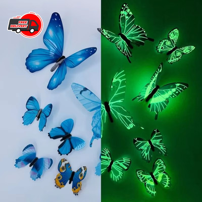 12PCS 3D Luminous Butterfly Wall Stickers DIY Home Decor Modern Art Gift USA