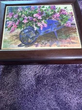 Graphic Art Tiles Musical Jewelry Box FLOWERS IN CART-plays LARA'S THEME MER 2