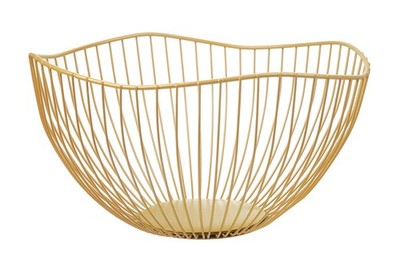 Classic Style CurvedEdge Modern Single Tier Dish Metal Iron Fruit Basket Gold