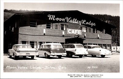 Real Photo Postcard Moon Valley Lodge and Cafe in Dillon, Colorado