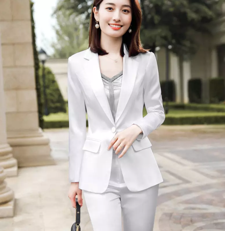 Women 2PC Formal Business Solid Color Suit Jacket Blazer Dress