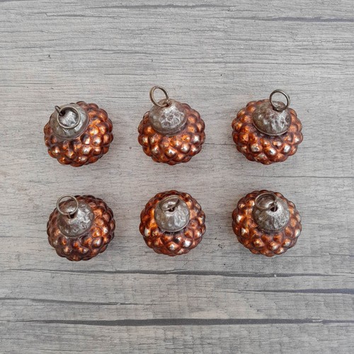 Vintage Bronze bemalt Zwiebel Glas Eisen Kappe Kugel Stil Christbaumschmuck 6 Stck. - Bild 1 von 8