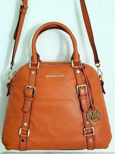 🌞MICHAEL KORS BEDFORD BELTED ORANGE TANGERINE LARGE BOWLING SATCHEL BAG🌺NWT - Picture 5 of 10