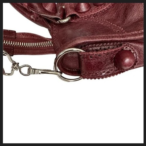 Balenciaga City distressed leather shoulder bag DARK RED/MAROON/CRANBERRY color - Picture 17 of 20