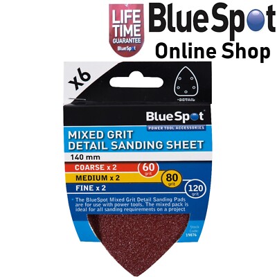 140 mm KLETT GEMISCHTE KÖRNUNG DELTA DETAIL SCHLEIFBLÄTTER 6ER-PACK, BLAUE PUNKTE 19876