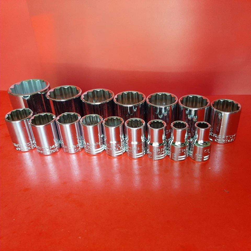 NEW CRAFTSMAN TOOLS 16 Piece 1/2" Drive Shallow SAE 12 Point Socket set - Image 3 of 4