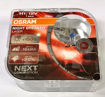 SET OF(2)OSRAM 64150NL HCB 448NL H1 12V 55w Night Breaker Laser Lamp Bulb P14.5s