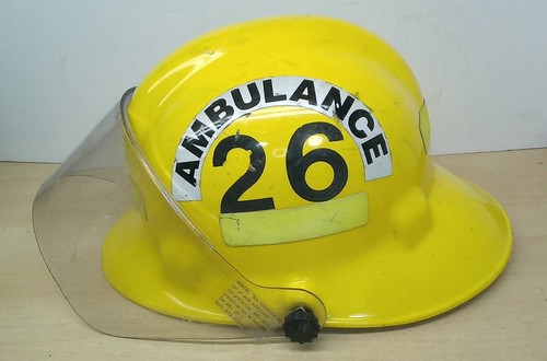 VTG 1996 First Due Firefighter Helmet Model 1500 Fire Rescue Ambulance FS Yellow - Picture 2 of 9