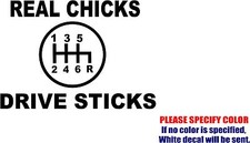 Real Chicks Drive Sticks 3 Decal Sticker JDM Vinyl Car Window Bumper Truck 7"