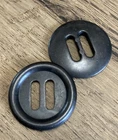 Large Real Metal Shiny Gunmetal Tone Slot Buttons 36L (23mm) 2 Hole Pack of 6