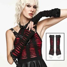 PUNK RAVE Bloody Slash Armstulpen Gothic Schwarz-Rot Spinnennetz CYBER CLUBWEAR