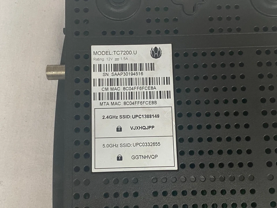 Virgin Media - Technicolor TC7200.U, 2.4/5 GHz / 4x RJ45 / 2x RJ11 / USB 2.0 - Bild 4 von 4