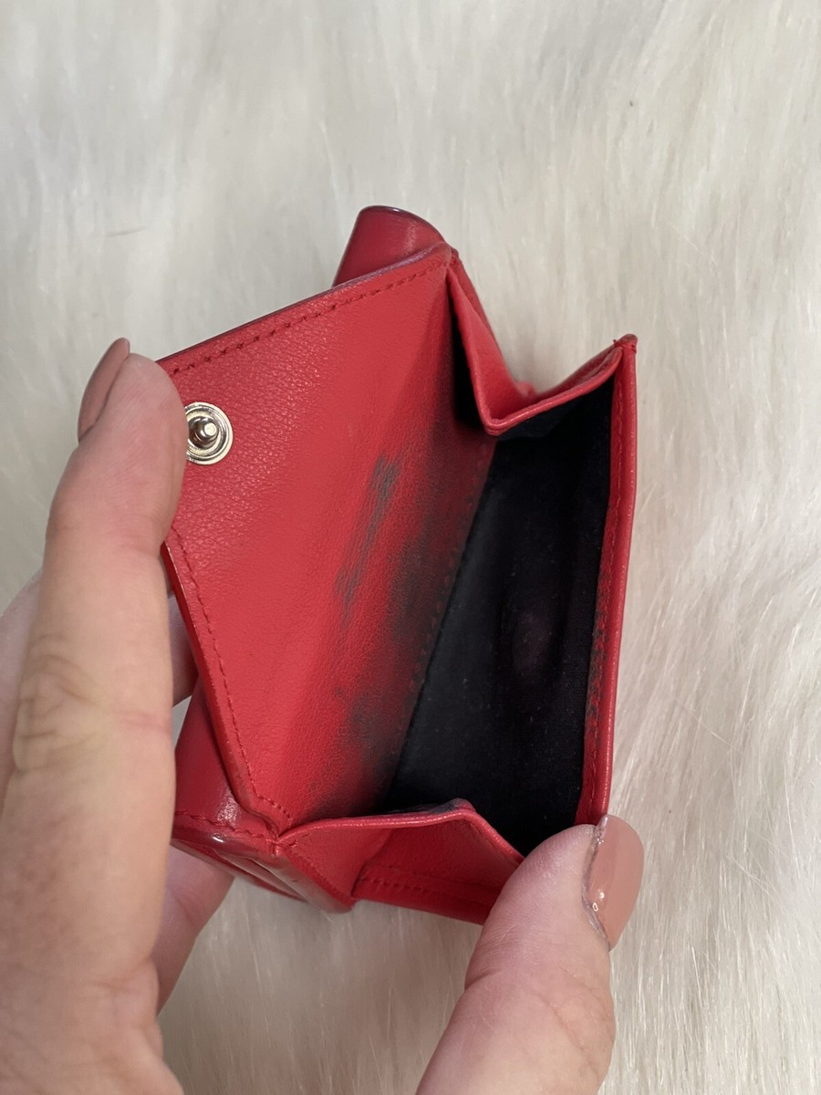 BALENCIAGA RED LEATHER PAPIER MINI TRI FOLD WALLET | eBay
