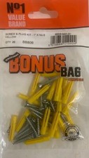 Screws & Plug Kit Yellow 1" X No. 6 Countersunk Screws Wall Plugs Kit