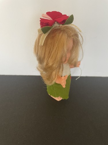 Vintage KAMAR Doll Green Dress Felt Flowers Dated 1965 - Picture 5 of 10