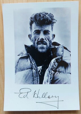 Edmund Hillary    Mount Everest 1953    handsignierte Unterschrift auf Foto.